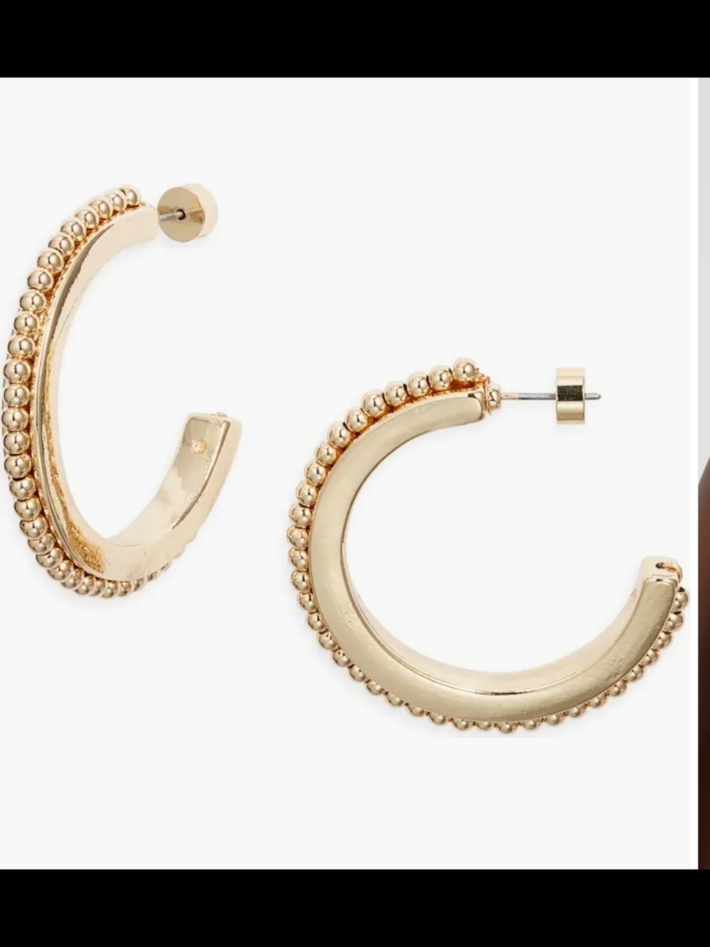NEW Nordstrom Orb Inset Gold Hoop Earrings